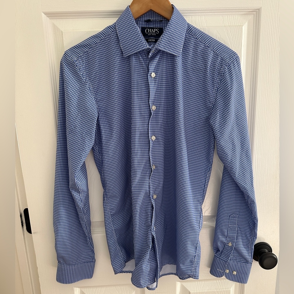 Chaps Men's Blue Checkered Shirt SMALL